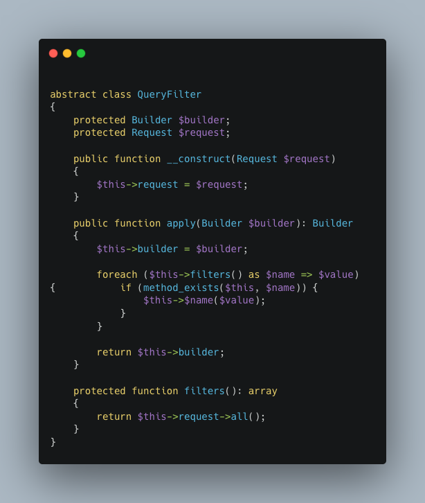 Cómo implementar filtros correctamente en Laravel usando clases Filter (Query Filters Pattern)